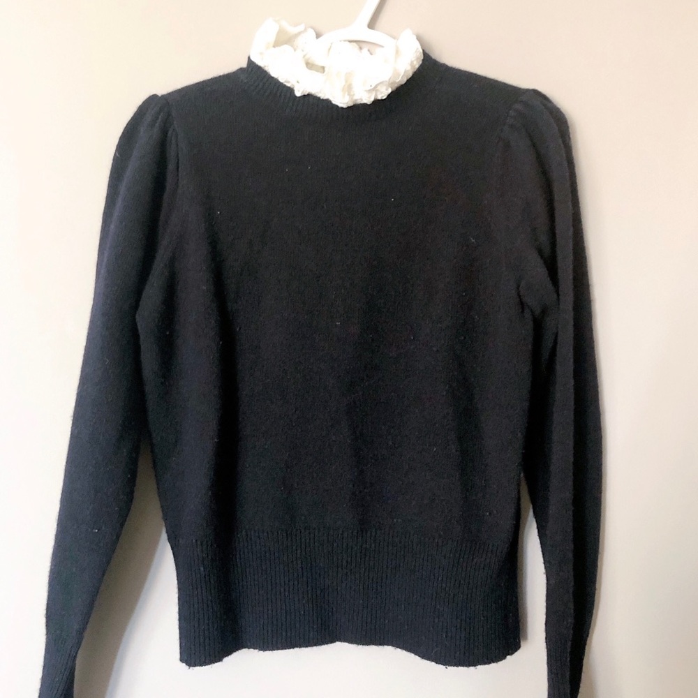 Sandro sweater with laces around neck. Dark Blue